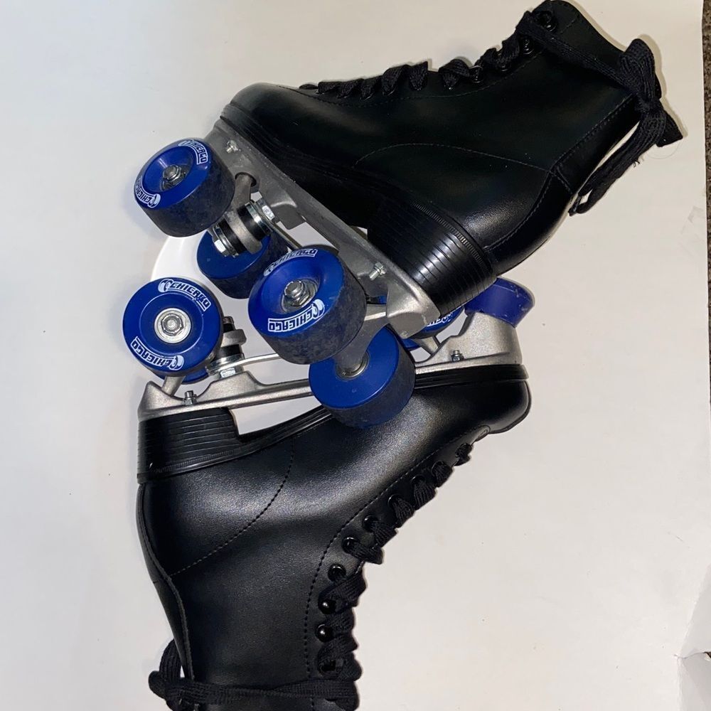 Chicago Black Roller Skates with Blue Wheels